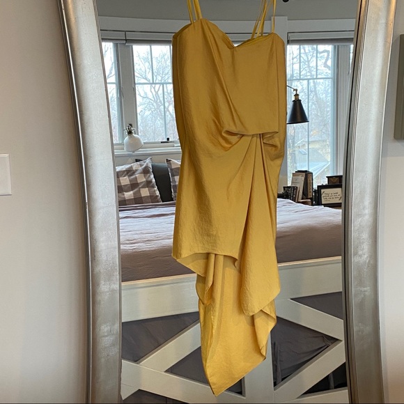 BCBG Max Azria Yellow toga-style drape dress - sz0 - Picture 2 of 4